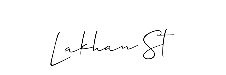 Also You can easily find your signature by using the search form. We will create Lakhan St name handwritten signature images for you free of cost using Allison_Script sign style. Lakhan St signature style 2 images and pictures png