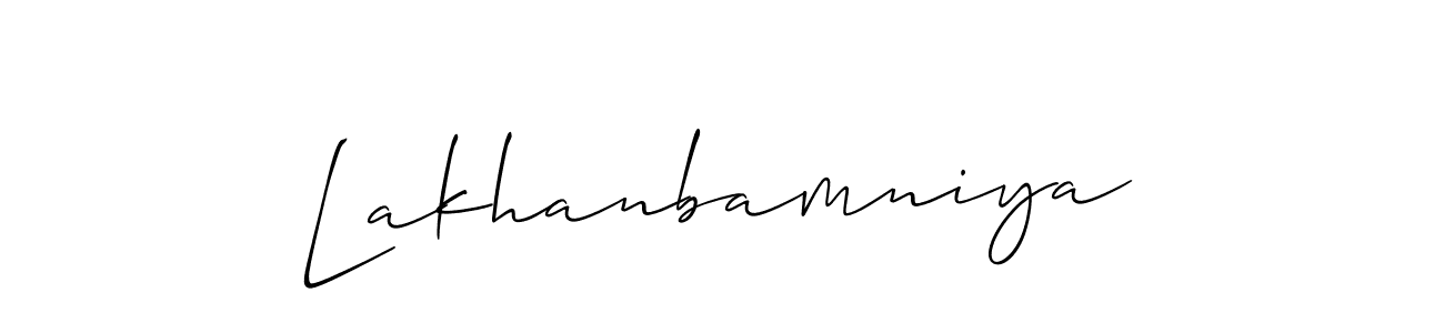 Create a beautiful signature design for name Lakhanbamniya. With this signature (Allison_Script) fonts, you can make a handwritten signature for free. Lakhanbamniya signature style 2 images and pictures png