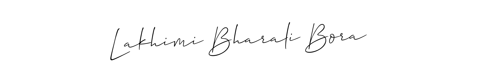 You should practise on your own different ways (Allison_Script) to write your name (Lakhimi Bharali Bora) in signature. don't let someone else do it for you. Lakhimi Bharali Bora signature style 2 images and pictures png