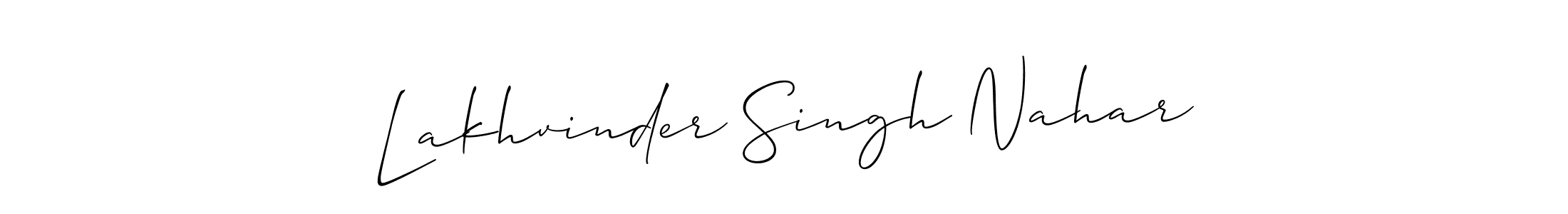 Create a beautiful signature design for name Lakhvinder Singh Nahar. With this signature (Allison_Script) fonts, you can make a handwritten signature for free. Lakhvinder Singh Nahar signature style 2 images and pictures png