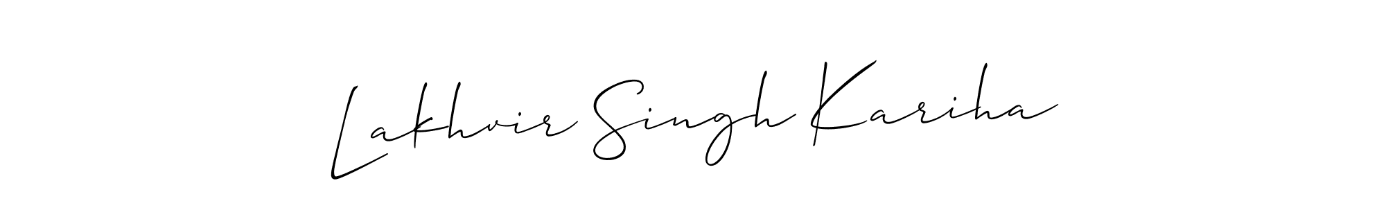 How to make Lakhvir Singh Kariha signature? Allison_Script is a professional autograph style. Create handwritten signature for Lakhvir Singh Kariha name. Lakhvir Singh Kariha signature style 2 images and pictures png