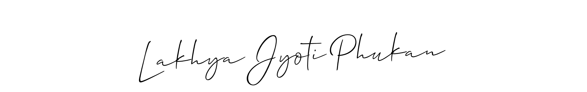 Create a beautiful signature design for name Lakhya Jyoti Phukan. With this signature (Allison_Script) fonts, you can make a handwritten signature for free. Lakhya Jyoti Phukan signature style 2 images and pictures png