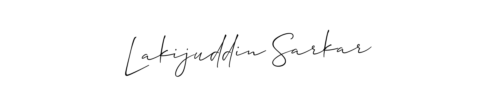 if you are searching for the best signature style for your name Lakijuddin Sarkar. so please give up your signature search. here we have designed multiple signature styles  using Allison_Script. Lakijuddin Sarkar signature style 2 images and pictures png