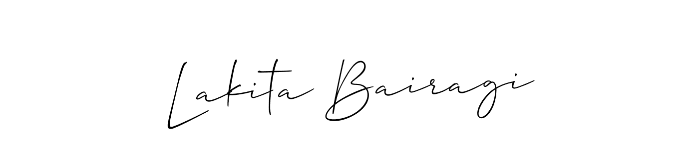 Allison_Script is a professional signature style that is perfect for those who want to add a touch of class to their signature. It is also a great choice for those who want to make their signature more unique. Get Lakita Bairagi name to fancy signature for free. Lakita Bairagi signature style 2 images and pictures png