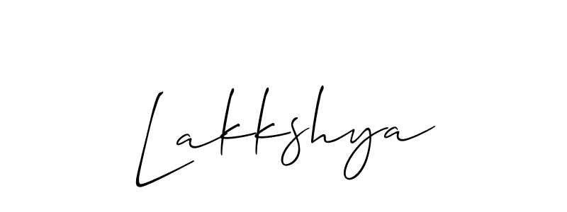 Use a signature maker to create a handwritten signature online. With this signature software, you can design (Allison_Script) your own signature for name Lakkshya. Lakkshya signature style 2 images and pictures png