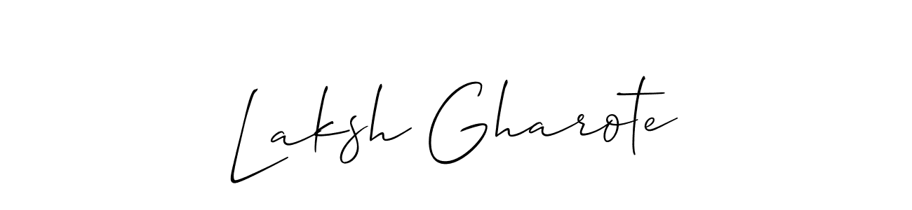 Similarly Allison_Script is the best handwritten signature design. Signature creator online .You can use it as an online autograph creator for name Laksh Gharote. Laksh Gharote signature style 2 images and pictures png