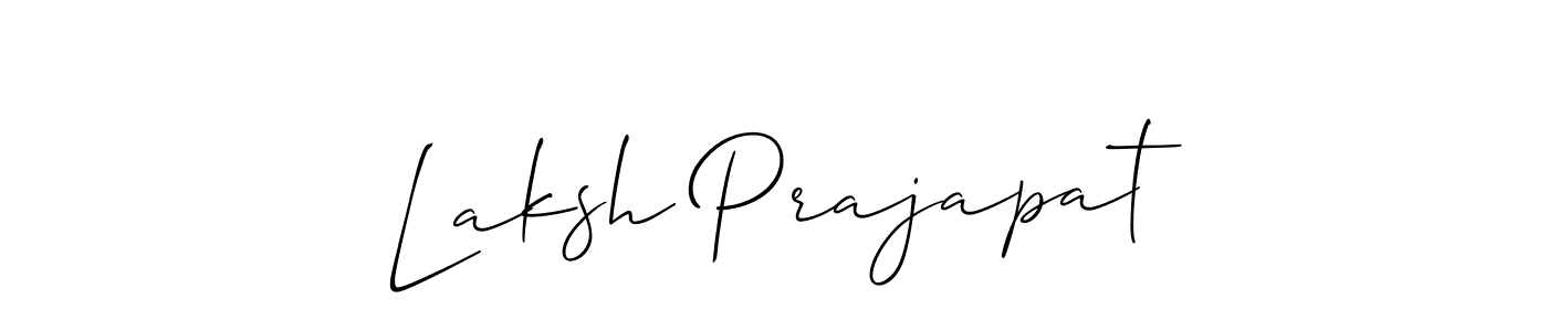 Make a short Laksh Prajapat signature style. Manage your documents anywhere anytime using Allison_Script. Create and add eSignatures, submit forms, share and send files easily. Laksh Prajapat signature style 2 images and pictures png