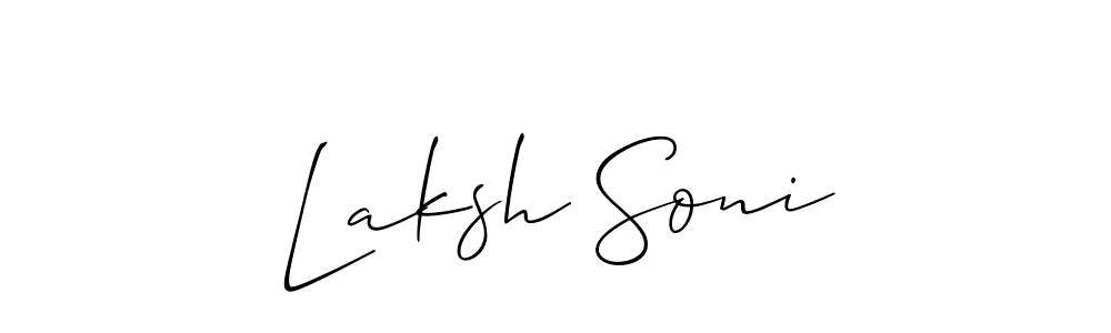 You should practise on your own different ways (Allison_Script) to write your name (Laksh Soni) in signature. don't let someone else do it for you. Laksh Soni signature style 2 images and pictures png