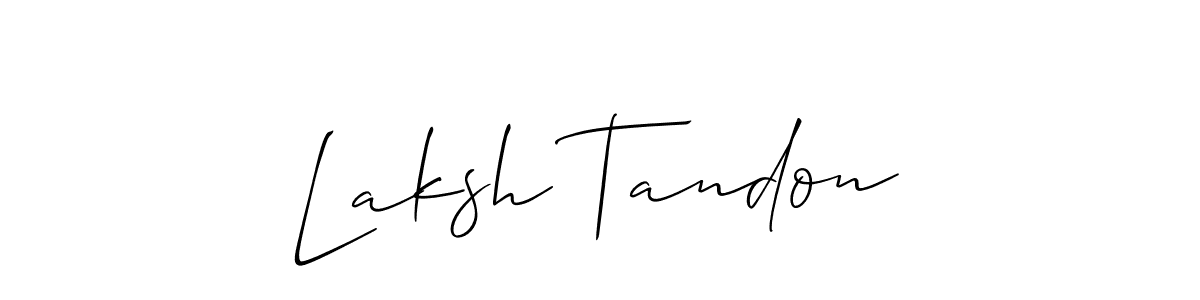 You should practise on your own different ways (Allison_Script) to write your name (Laksh Tandon) in signature. don't let someone else do it for you. Laksh Tandon signature style 2 images and pictures png