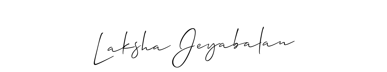 You should practise on your own different ways (Allison_Script) to write your name (Laksha Jeyabalan) in signature. don't let someone else do it for you. Laksha Jeyabalan signature style 2 images and pictures png