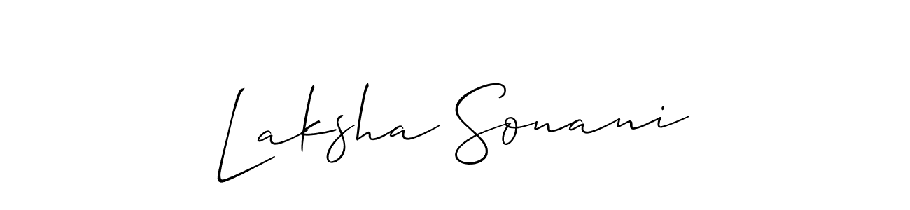 It looks lik you need a new signature style for name Laksha Sonani. Design unique handwritten (Allison_Script) signature with our free signature maker in just a few clicks. Laksha Sonani signature style 2 images and pictures png