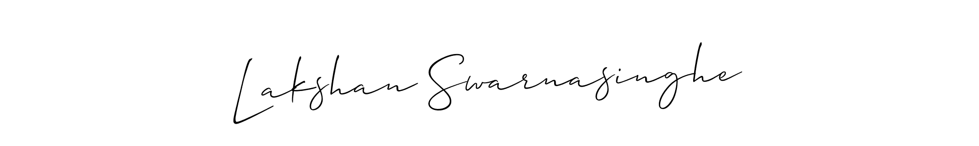 The best way (Allison_Script) to make a short signature is to pick only two or three words in your name. The name Lakshan Swarnasinghe include a total of six letters. For converting this name. Lakshan Swarnasinghe signature style 2 images and pictures png