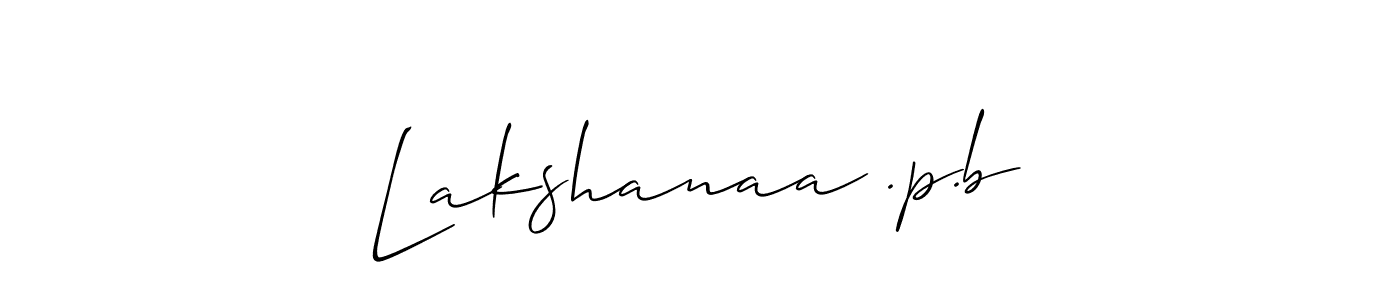 Allison_Script is a professional signature style that is perfect for those who want to add a touch of class to their signature. It is also a great choice for those who want to make their signature more unique. Get Lakshanaa .p.b name to fancy signature for free. Lakshanaa .p.b signature style 2 images and pictures png