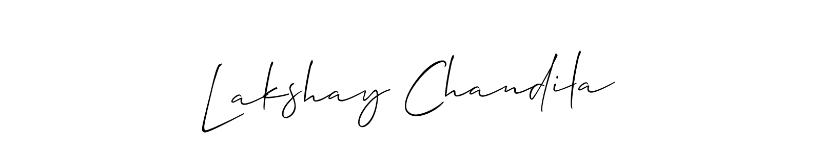 You should practise on your own different ways (Allison_Script) to write your name (Lakshay Chandila) in signature. don't let someone else do it for you. Lakshay Chandila signature style 2 images and pictures png