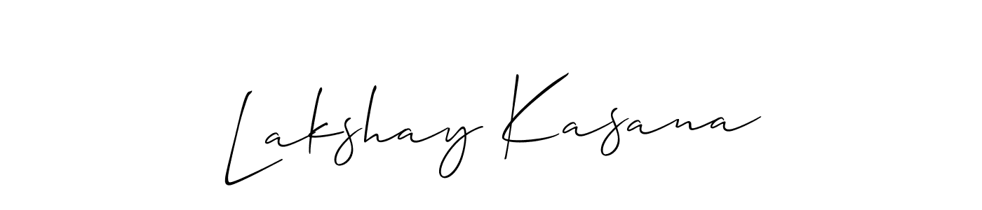 The best way (Allison_Script) to make a short signature is to pick only two or three words in your name. The name Lakshay Kasana include a total of six letters. For converting this name. Lakshay Kasana signature style 2 images and pictures png