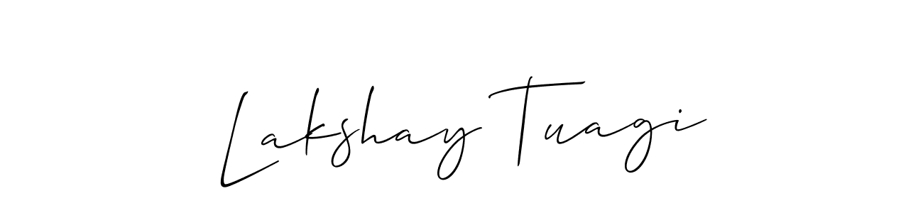 It looks lik you need a new signature style for name Lakshay Tuagi. Design unique handwritten (Allison_Script) signature with our free signature maker in just a few clicks. Lakshay Tuagi signature style 2 images and pictures png