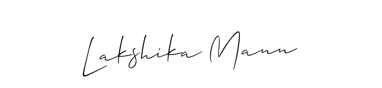 The best way (Allison_Script) to make a short signature is to pick only two or three words in your name. The name Lakshika Mann include a total of six letters. For converting this name. Lakshika Mann signature style 2 images and pictures png