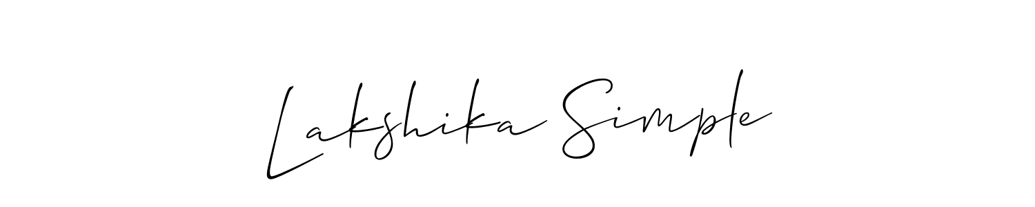 Use a signature maker to create a handwritten signature online. With this signature software, you can design (Allison_Script) your own signature for name Lakshika Simple. Lakshika Simple signature style 2 images and pictures png