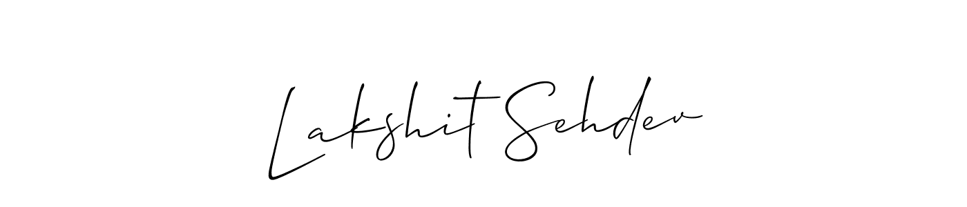The best way (Allison_Script) to make a short signature is to pick only two or three words in your name. The name Lakshit Sehdev include a total of six letters. For converting this name. Lakshit Sehdev signature style 2 images and pictures png