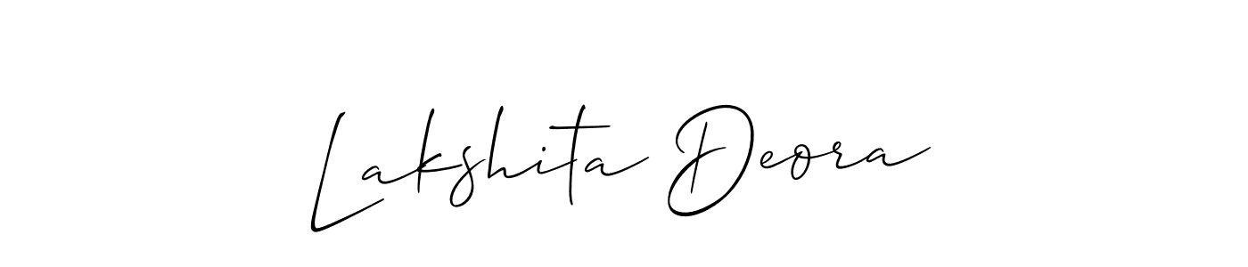 You should practise on your own different ways (Allison_Script) to write your name (Lakshita Deora) in signature. don't let someone else do it for you. Lakshita Deora signature style 2 images and pictures png