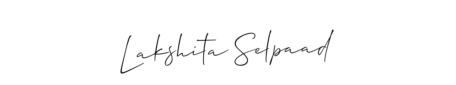 You should practise on your own different ways (Allison_Script) to write your name (Lakshita Selpaad) in signature. don't let someone else do it for you. Lakshita Selpaad signature style 2 images and pictures png