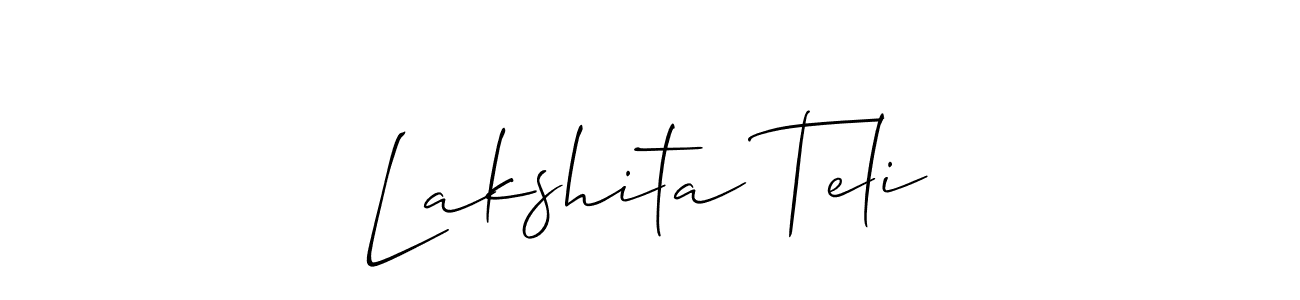 How to make Lakshita Teli name signature. Use Allison_Script style for creating short signs online. This is the latest handwritten sign. Lakshita Teli signature style 2 images and pictures png