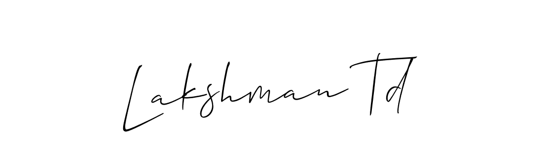 The best way (Allison_Script) to make a short signature is to pick only two or three words in your name. The name Lakshman Td include a total of six letters. For converting this name. Lakshman Td signature style 2 images and pictures png
