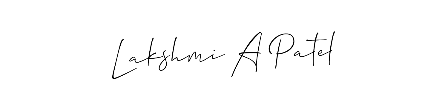 How to make Lakshmi A Patel signature? Allison_Script is a professional autograph style. Create handwritten signature for Lakshmi A Patel name. Lakshmi A Patel signature style 2 images and pictures png