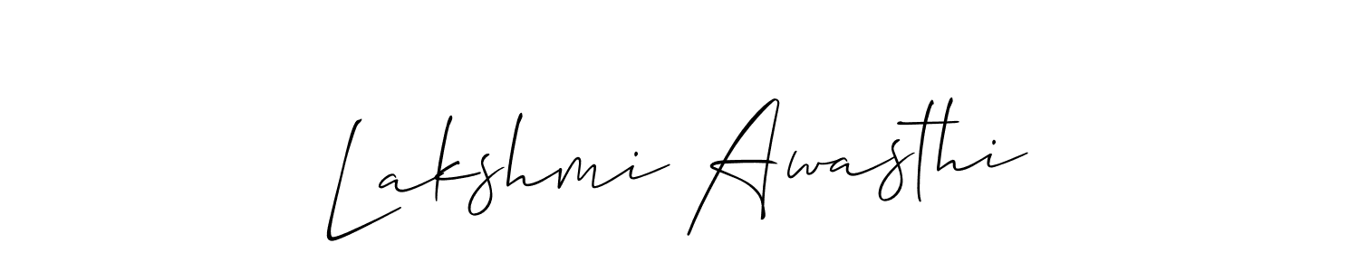 if you are searching for the best signature style for your name Lakshmi Awasthi. so please give up your signature search. here we have designed multiple signature styles  using Allison_Script. Lakshmi Awasthi signature style 2 images and pictures png