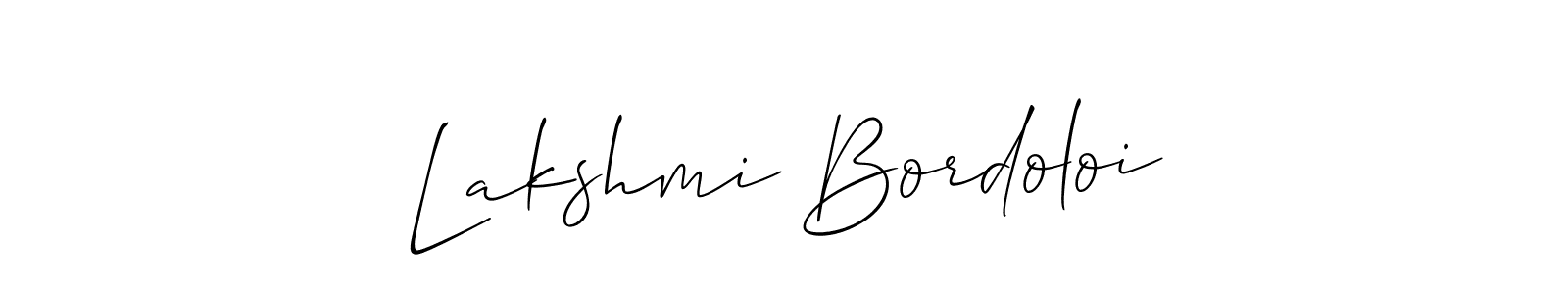 Lakshmi Bordoloi stylish signature style. Best Handwritten Sign (Allison_Script) for my name. Handwritten Signature Collection Ideas for my name Lakshmi Bordoloi. Lakshmi Bordoloi signature style 2 images and pictures png