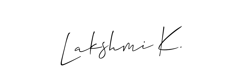 if you are searching for the best signature style for your name Lakshmi K.. so please give up your signature search. here we have designed multiple signature styles  using Allison_Script. Lakshmi K. signature style 2 images and pictures png