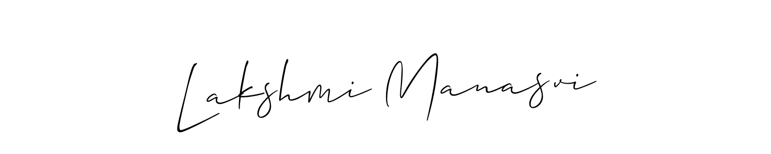 It looks lik you need a new signature style for name Lakshmi Manasvi. Design unique handwritten (Allison_Script) signature with our free signature maker in just a few clicks. Lakshmi Manasvi signature style 2 images and pictures png