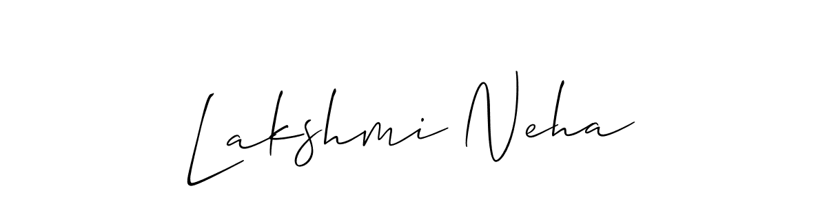 How to make Lakshmi Neha name signature. Use Allison_Script style for creating short signs online. This is the latest handwritten sign. Lakshmi Neha signature style 2 images and pictures png