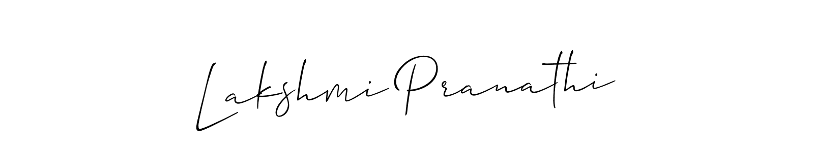 The best way (Allison_Script) to make a short signature is to pick only two or three words in your name. The name Lakshmi Pranathi include a total of six letters. For converting this name. Lakshmi Pranathi signature style 2 images and pictures png