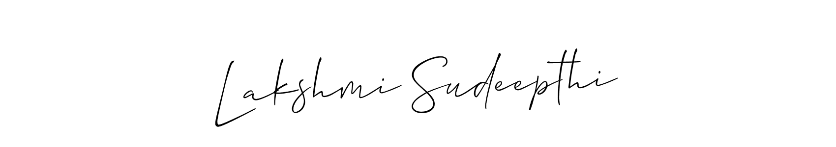 You should practise on your own different ways (Allison_Script) to write your name (Lakshmi Sudeepthi) in signature. don't let someone else do it for you. Lakshmi Sudeepthi signature style 2 images and pictures png