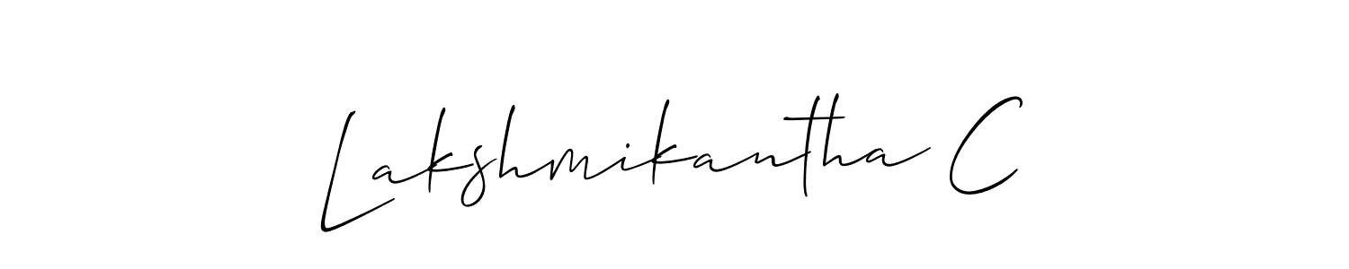 The best way (Allison_Script) to make a short signature is to pick only two or three words in your name. The name Lakshmikantha C include a total of six letters. For converting this name. Lakshmikantha C signature style 2 images and pictures png