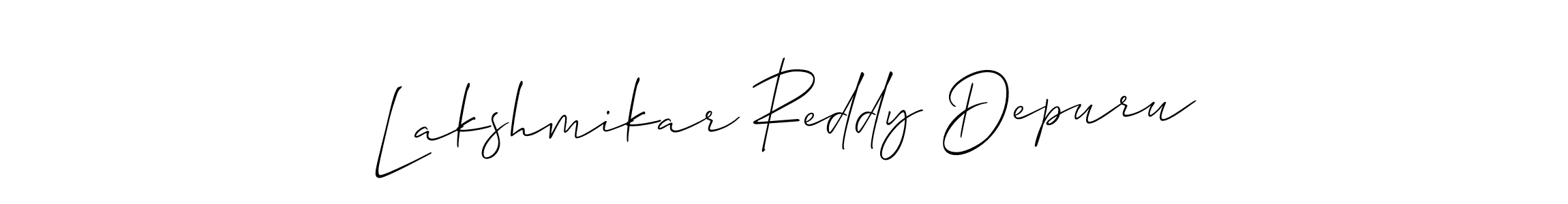 This is the best signature style for the Lakshmikar Reddy Depuru name. Also you like these signature font (Allison_Script). Mix name signature. Lakshmikar Reddy Depuru signature style 2 images and pictures png