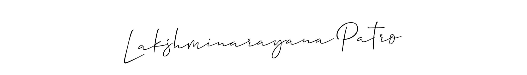 The best way (Allison_Script) to make a short signature is to pick only two or three words in your name. The name Lakshminarayana Patro include a total of six letters. For converting this name. Lakshminarayana Patro signature style 2 images and pictures png