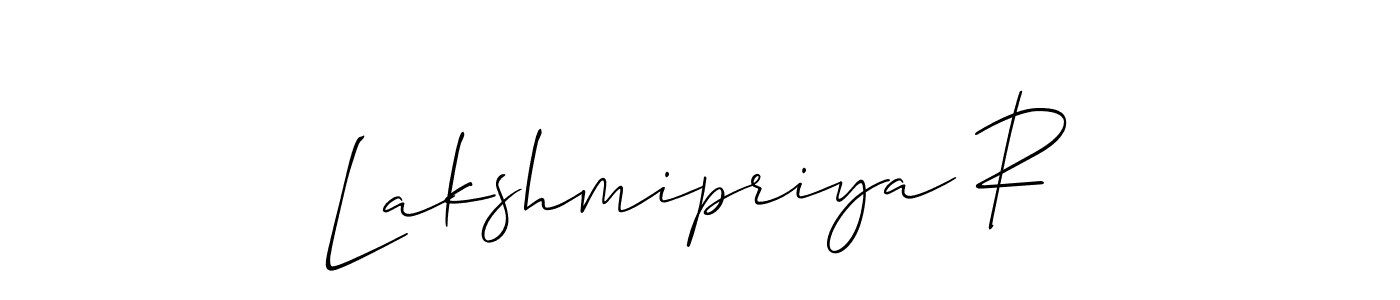 You should practise on your own different ways (Allison_Script) to write your name (Lakshmipriya R) in signature. don't let someone else do it for you. Lakshmipriya R signature style 2 images and pictures png