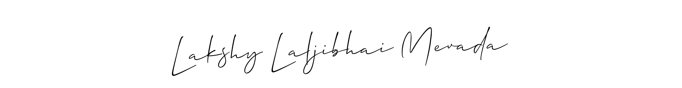 The best way (Allison_Script) to make a short signature is to pick only two or three words in your name. The name Lakshy Laljibhai Mevada include a total of six letters. For converting this name. Lakshy Laljibhai Mevada signature style 2 images and pictures png