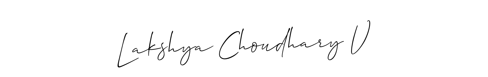 Make a beautiful signature design for name Lakshya Choudhary V. With this signature (Allison_Script) style, you can create a handwritten signature for free. Lakshya Choudhary V signature style 2 images and pictures png