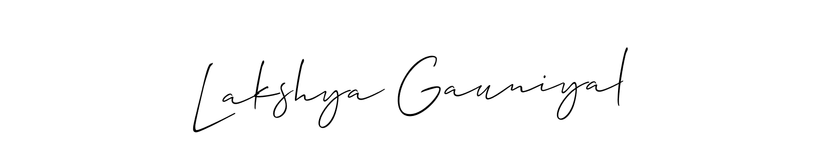 Also we have Lakshya Gauniyal name is the best signature style. Create professional handwritten signature collection using Allison_Script autograph style. Lakshya Gauniyal signature style 2 images and pictures png