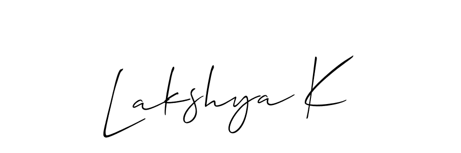 Similarly Allison_Script is the best handwritten signature design. Signature creator online .You can use it as an online autograph creator for name Lakshya K. Lakshya K signature style 2 images and pictures png