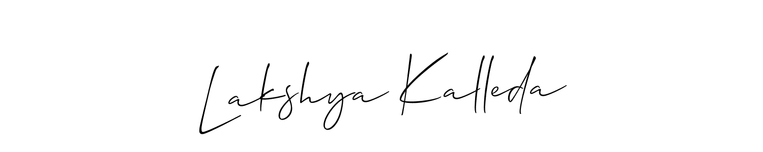 Also we have Lakshya Kalleda name is the best signature style. Create professional handwritten signature collection using Allison_Script autograph style. Lakshya Kalleda signature style 2 images and pictures png