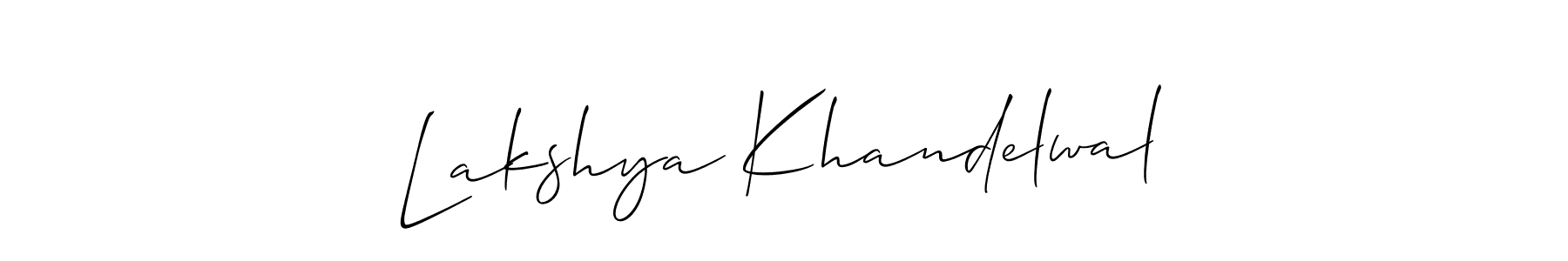 Also we have Lakshya Khandelwal name is the best signature style. Create professional handwritten signature collection using Allison_Script autograph style. Lakshya Khandelwal signature style 2 images and pictures png