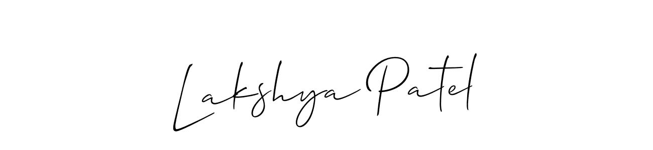 The best way (Allison_Script) to make a short signature is to pick only two or three words in your name. The name Lakshya Patel include a total of six letters. For converting this name. Lakshya Patel signature style 2 images and pictures png