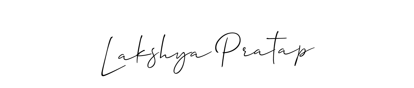 The best way (Allison_Script) to make a short signature is to pick only two or three words in your name. The name Lakshya Pratap include a total of six letters. For converting this name. Lakshya Pratap signature style 2 images and pictures png