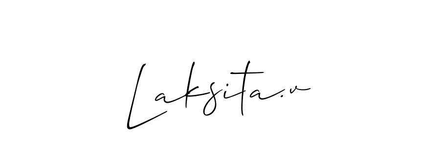 Similarly Allison_Script is the best handwritten signature design. Signature creator online .You can use it as an online autograph creator for name Laksita.v. Laksita.v signature style 2 images and pictures png