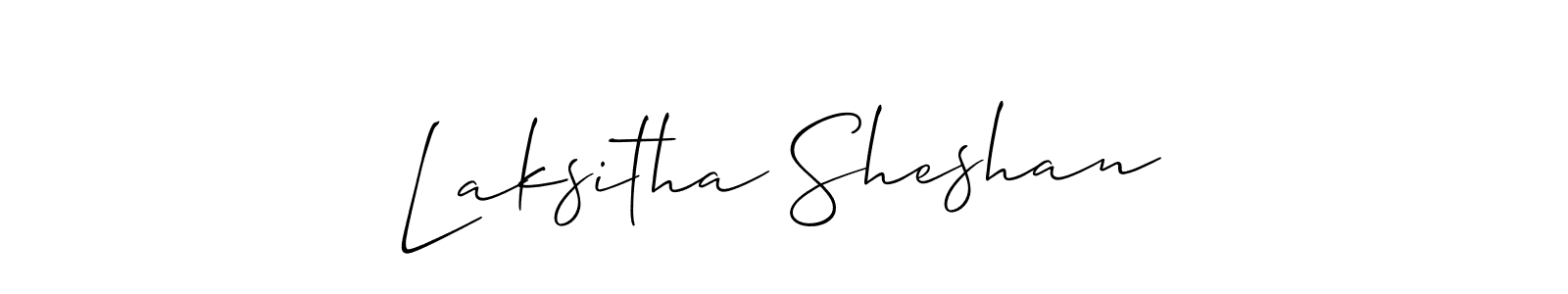 You should practise on your own different ways (Allison_Script) to write your name (Laksitha Sheshan) in signature. don't let someone else do it for you. Laksitha Sheshan signature style 2 images and pictures png