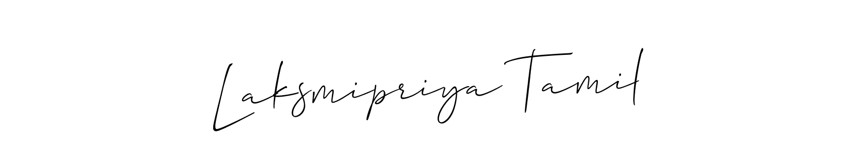 Allison_Script is a professional signature style that is perfect for those who want to add a touch of class to their signature. It is also a great choice for those who want to make their signature more unique. Get Laksmipriya Tamil name to fancy signature for free. Laksmipriya Tamil signature style 2 images and pictures png